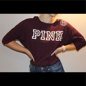 victorias secret pink maroon t-shirt